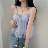 2024 Fashionable Women's Wear Ins Online Celebrity Chao Brand New Fairy Style Wrinkle Loose Show Thin Vest