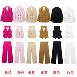 Yipinpay New Women's Double-Breasted Suit Jacket Straight Trousers 8194394 8003394