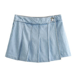 Yipinpay New Pleated Fashion Short Denim Skirt 6147102