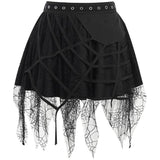 Yipinpay Gothic Punk, Spider Web, Tassel, Half Skirt, Dark Wind, Short Skirt