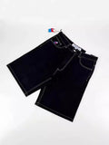 Yipinpay Year's Popular Street Y2K Jeans, Sports Trousers, Hip-Hop Cartoon Embroidery, Retro Blue Loose.