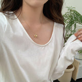 Yipinpay T-Shirt Women's Long-Sleeved Undershirt Cotton Loose Open Collarbone U-Collar Blouse