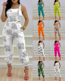 Yipinpay New Style Independent Station Fashion Braces Fashion Style Printed Conjoined Trousers Spot Girl