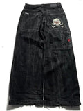 Yipinpay Men's Jeans Y2K Bag Vintage JNCO High-Quality Pattern Hip-Hop Street Leisure Men Harajuku Wide Legs