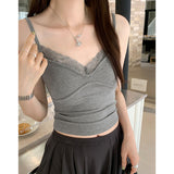 Sexy Spice Girls White Lace Ribbon Vest Women's Spring And Summer New Style Design Slimming With Short-Style Tops