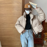 Coffee Color Turtleneck Cotton-Padded Jacket Women's Winter Korean Black Bread Suit Warm Cotton-Padded Clothes Short Cotton-Padded Jacket