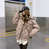 2024 Korean Version Of Loose Student Hooded Down Cotton Jacket