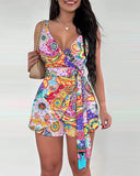 Yipinpay Independent Station Spring And Summer New Printed Belt Shorts Set In Stock