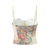 Yipinpay New Waist Keel Three-Dimensional Steel Ring Printed Halter Blouse