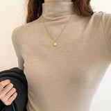 German Velvet Half-High-Necked White Bottomed Blouse In Autumn And Winter With A Standing Collar To Show A Thin And Thickened Frosted Blouse