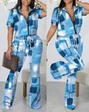 Yipinpay Independent Station New Spring / Summer 2024 Fashion Printed Zipper Jacket 2-Piece Set