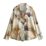 Yipinpay Spring Tie-Dyed Satin Texture Shirt 6962025 Skirt 6962024