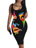 Yipinpay New Halter Belt Buttocks Printed Fashion Plus Size Dress