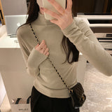 Yipinpay Collar Solid Color Long-Sleeved T-Shirt Women Wear A New Style Of Slimming, Velvet, Thicker, Warm And Bottomed Shirts In Autumn And Winter.