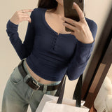 Yipinpay New Style Of European Blouse Is Covered With Autumn And Winter Girls' Pure Desire, Hot Girls, Short Style, Slim, Slim And Thin Bottomed Shirt.