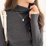 German Velvet Half-High-Necked White Bottomed Blouse In Autumn And Winter With A Standing Collar To Show A Thin And Thickened Frosted Blouse