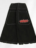 Yipinpay Men's Jeans Y2K Bag Vintage JNCO High-Quality Pattern Hip-Hop Street Leisure Men Harajuku Wide Legs