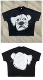 Yipinpay Boxy Fit Tee Cartoon Spoof Printing Beauty Trend Loose Long