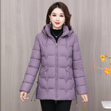 Down Cotton-Padded Jacket Female Long Warm Cotton-Padded Jacket 2024 New Korean Version Fashion Pure Color