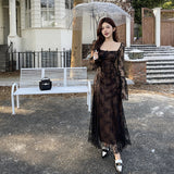 Yipinpay Pure Wants To Show Chest Lace A Dress Autumn New Literary Retro Style Dress Girl