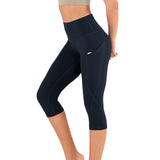 Yipinpay Women's Yoga Pants Large Size Seven Cents Trousers Pocket Solid Color High Waist Fitness Exercise Leggings