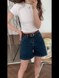 Korean Splicing Design Feel Bottom Shirt Spring And Autumn New Loose High Waist Thin Short-Sleeved T-Shirt Blouse