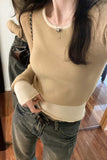 Yipinpay Style Jumper Color Minority Long-Sleeved Sweater Women's Autumn And Winter New Small Short Style Bottom Sweater Trend
