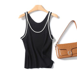 Yipinpay Basic Round Collar Sling Sleeveless Knitted T-Shirt In Spring