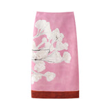 Yipinpay New Blended Printed Split Straight Skirt 2394119