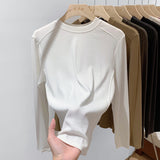 European Designer Round-Necked Long-Sleeved T-Shirt Women Slim In Autumn And Winter 2025 Look Thin With A Bottomed Blouse