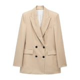 Yipinpay New Women's Double-Breasted Suit Jacket Straight Trousers 8194394 8003394