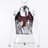 Yipinpay Dark Wind Spring New Gothic Print Hit Nail Tight Beautiful Back Suspenders