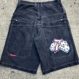 Yipinpay Shorts Y2K Hip-Hop Retro Skull Retro Denim Fitness Baggy Jeans Shorts