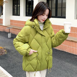 Cotton Jacket Female 2024 New Fashion Style To Overcome The Loose Diamond Design Sense Warm And Thin Cotton-Padded Coat