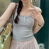 Design Sense Of Minority Button Suspenders Vest Girls Summer New Sweet And Spicy Style Slim Short Sleeveless Bottomless Blouse