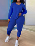 Yipinpay Independent Station Large Size Women's Long-Sleeved Trousers Two-Piece Suit In Solid Color