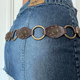 Vintage Metal Buckle Sunflower Small Design Leather Belt 2024 New Fashion Accessories