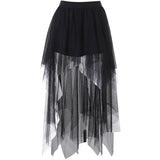 Yipinpay High-Waisted Net Irregular Skirt Dark Wind Summer New Style Leisure Skirt Children