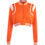 Yipinpay Long Sleeves Hit Color Short Button Baseball Suit Autumn New Fashionable All Kinds Of Spicy Girls Coat Girl