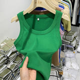 Yipinpay Girls Tight Anti-Smooth Threaded Vest Women's Spring And Summer Suit Slim Top Ins Tide