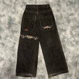 Yipinpay Baggy Jeans Y2K Original Hip-Hop Vintage Pattern Jeans Street Men Rest