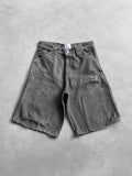 Yipinpay Tide Brand Vibe Overalls Denim Shorts For Men And Women High Street Ruffian Handsome Heavy Weight Washing Neutral