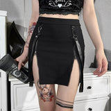 Yipinpay Dark Wind Spring's New Double Zipper Bag Hip Fork Goth Design Tight Half Skirt Woman