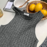 A Retro Twist Sling Vest For A Woman In Summer, A New Style Of Slimming, Lazy Wind, Unique Design, Grey Knitted Clothes.