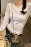 Yipinpay Real-Life Long-Sleeved T-Shirt With A New Autumn And Winter Style Splicing Slim T-Shirt With Round Neck And Bottomed Shirt