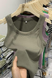 Yipinpay Girls Tight Anti-Smooth Threaded Vest Women's Spring And Summer Suit Slim Top Ins Tide