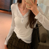 Yipinpay Long Sleeves, Slightly Penetrating Top Girl Autumn, New Korean Style Minority Loose Pullover Sweater Ins