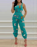 Yipinpay New Style Independent Station Fashion Braces Fashion Style Printed Conjoined Trousers Spot Girl