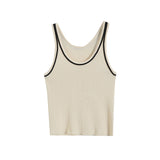 Yipinpay Basic Round Collar Sling Sleeveless Knitted T-Shirt In Spring