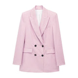 Yipinpay New Women's Double-Breasted Suit Jacket Straight Trousers 8194394 8003394